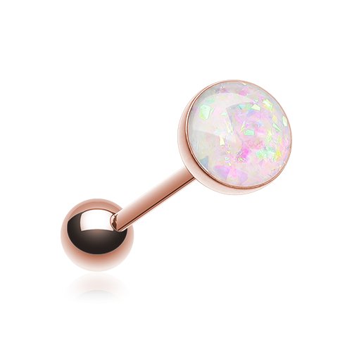 Rose Gold Opal Sparkle Barbell Tongue Ring Barbell Impulse Piercings