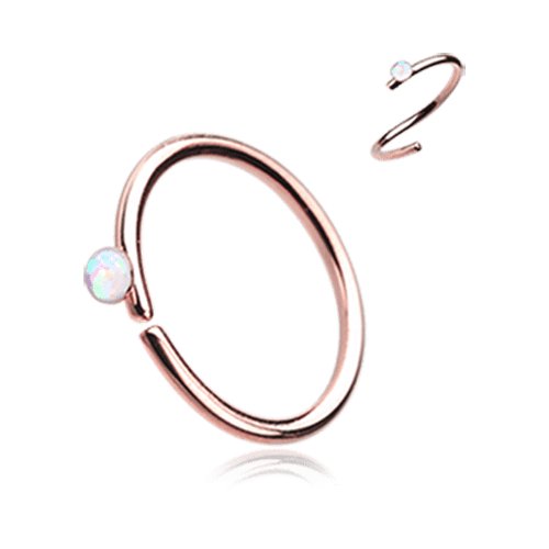 Rose Gold Opal Sparkle Bendable Steel Nose Hoop Nose Ring Impulse Piercings 20 gauge (0.8mm) 5/16" (8mm) 3/32" (2mm)