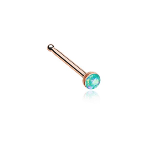 Rose Gold Opal Sparkle Nose Stud Ring Nose Ring Impulse Piercings 20 gauge (0.8mm) Teal