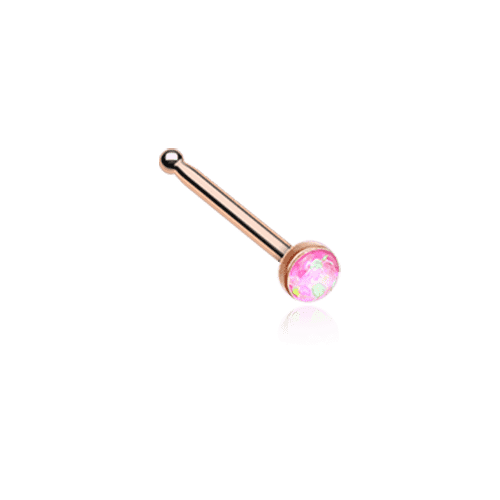 Rose Gold Opal Sparkle Nose Stud Ring Nose Ring Impulse Piercings 20 gauge (0.8mm) Pink