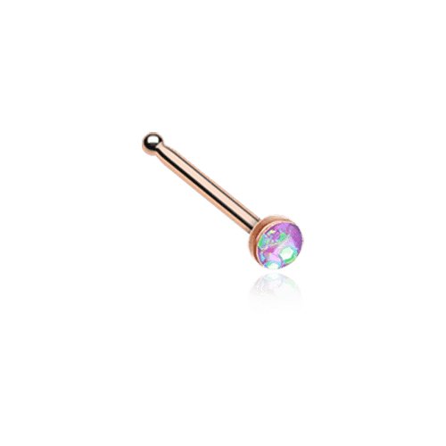 Rose Gold Opal Sparkle Nose Stud Ring Nose Ring Impulse Piercings 20 gauge (0.8mm) Purple