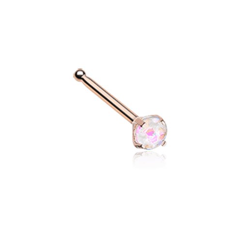 Rose Gold Opal Sparkle Prong Set Nose Stud Ring Nose Ring Impulse Piercings