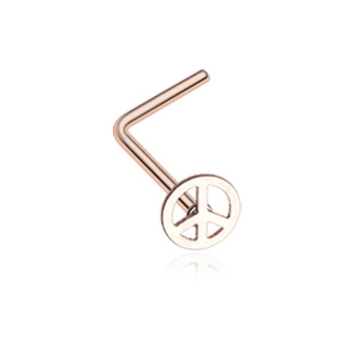 Rose Gold Peace Icon L-Shaped Nose Ring Nose Ring Impulse Piercings