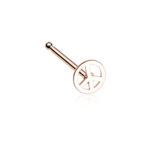 Rose Gold Peace Icon Nose Stud Ring Nose Ring Impulse Piercings