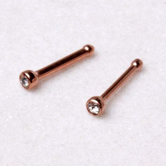 Rose Gold Plated 316L Stainless Steel CZ Nose Stud - Skin Metals
