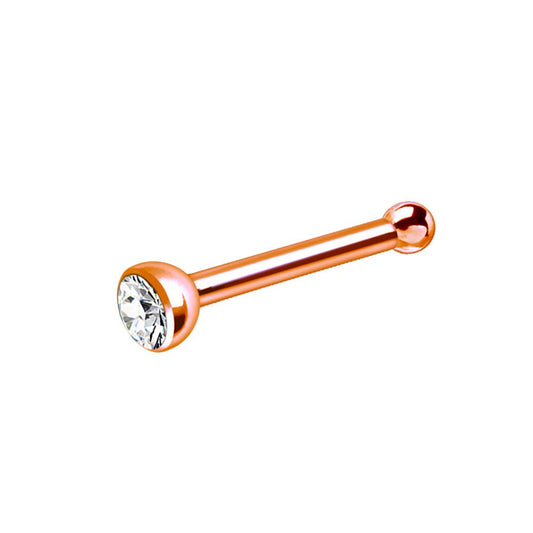 Rose Gold Plated 316L Stainless Steel CZ Nose Stud - Skin Metals