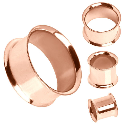 Rose Gold Plated 316L Steel Double Flare Tunnel Plug — Sold as Pair
