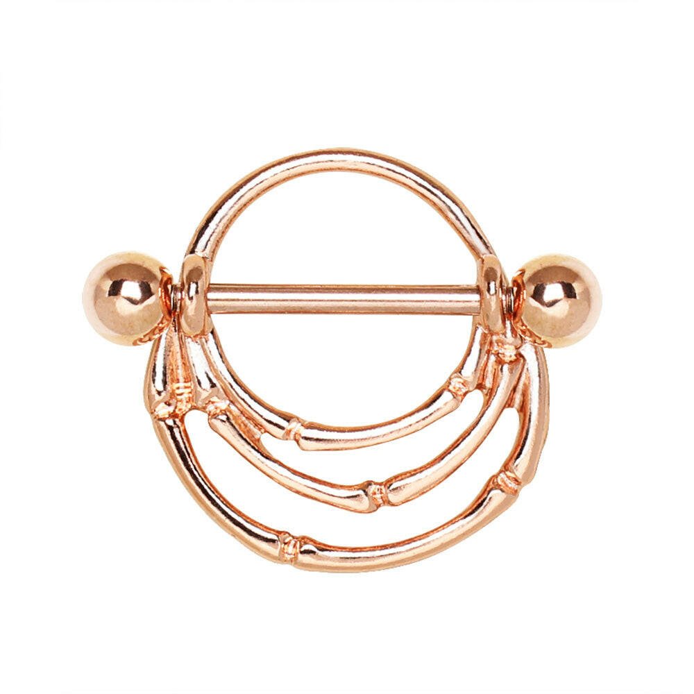 Rose Gold Plated Asymmetrical Layers Nipple Shield Nipple Ring Impulse Piercings