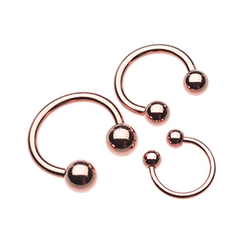 Rose Gold Plated Basic Horseshoe Circular Barbell Circular Barbell Impulse Piercings 18 GA (1mm) 5/16" (8mm) 1/8" (3mm)