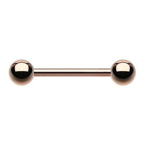 Rose Gold Plated Basic Steel Nipple Barbell 14GA Nipple Ring Impulse Piercings 9/16" (14mm) 3/16" (5mm)