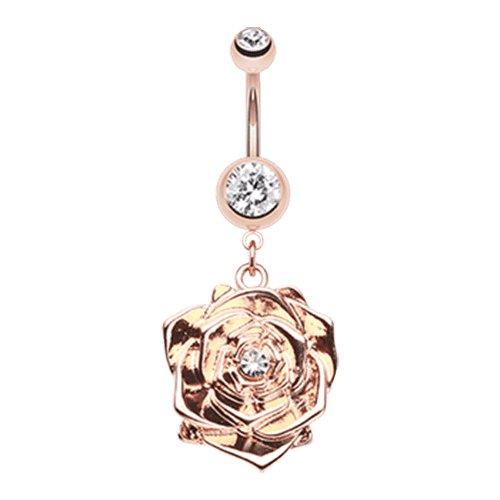 Rose Gold Plated Blossom Belly Button Ring Navel Ring Impulse Piercings