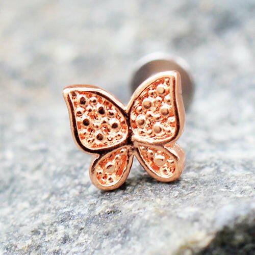 Rose Gold Plated Butterfly Labret Labret Impulse Piercings