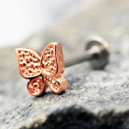 Rose Gold Plated Butterfly Labret Labret Impulse Piercings