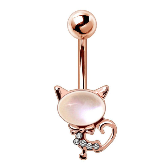 Rose Gold Plated Cat's Eye Cat Navel Ring Navel Ring Impulse Piercings