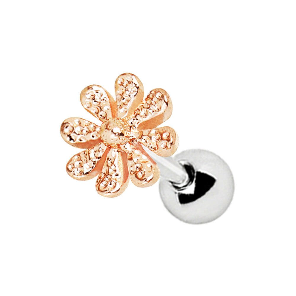 Rose Gold Plated Daisy Flower Cartilage Earring Cartilage Earring Impulse Piercings 16 gaugeLength: 1/4"