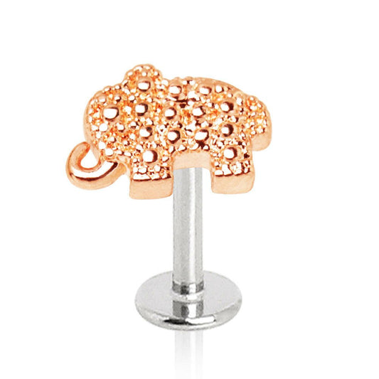 Rose Gold Plated Elephant Labret Labret Impulse Piercings