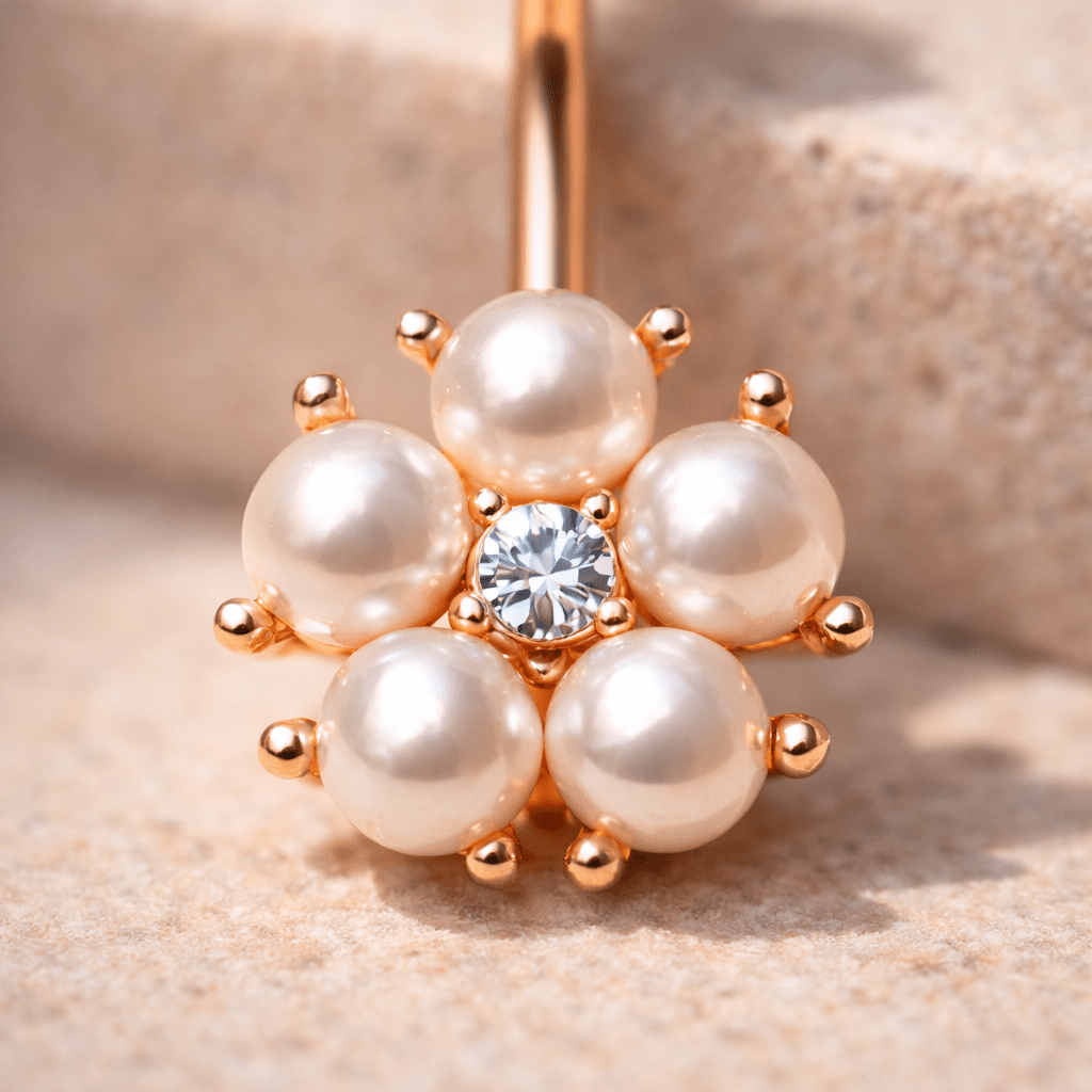 Rose Gold Plated Enchanted Pearl Navel Ring - Skin Metals