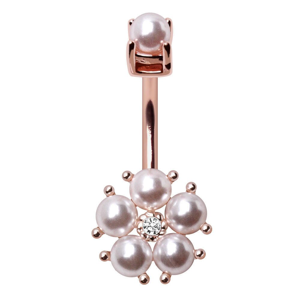 Rose Gold Plated Enchanted Pearl Navel Ring Navel Ring Impulse Piercings