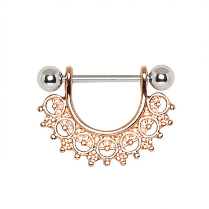 Rose Gold Plated Filigree Fan Design Nipple Ring Nipple Ring Impulse Piercings