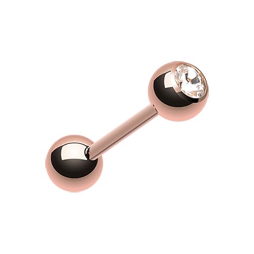 Rose Gold Plated Gem Ball Barbell Barbell Impulse Piercings