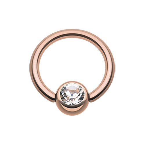 Rose Gold Plated Gem Ball Captive Bead Ring Captive Bead Impulse Piercings 16 GA (1.2mm) 5/16" (8mm) 5/32" (4mm)