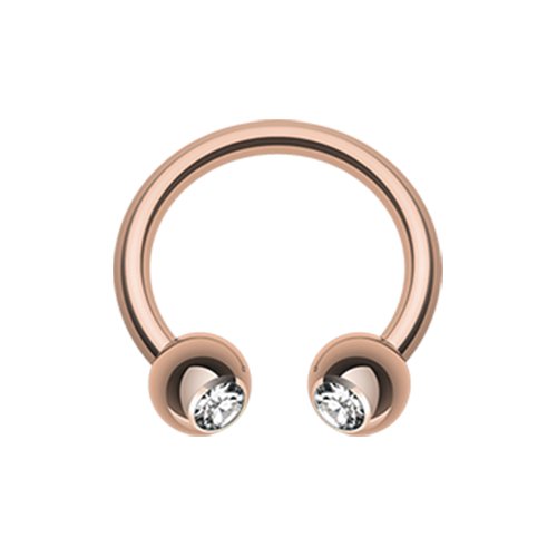 Rose Gold Plated Gem Ball Horseshoe Circular Barbell Circular Barbell Impulse Piercings 16 GA (1.2mm) 5/16" (8mm) 1/8" (3mm)