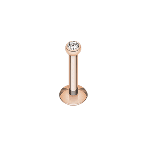 Rose Gold Plated Gem Ball Internally Threaded Labret Labret Impulse Piercings 16 GA (1.2mm) 5/16" (8mm)