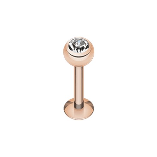 Rose Gold Plated Gem Ball Steel Labret Labret Impulse Piercings 16 GA (1.2mm) 5/16" (8mm) 1/8" (3mm)