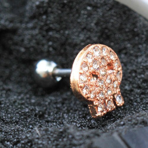 Rose Gold Plated Gleaming Skull Cartilage Earring Cartilage Earring Impulse Piercings