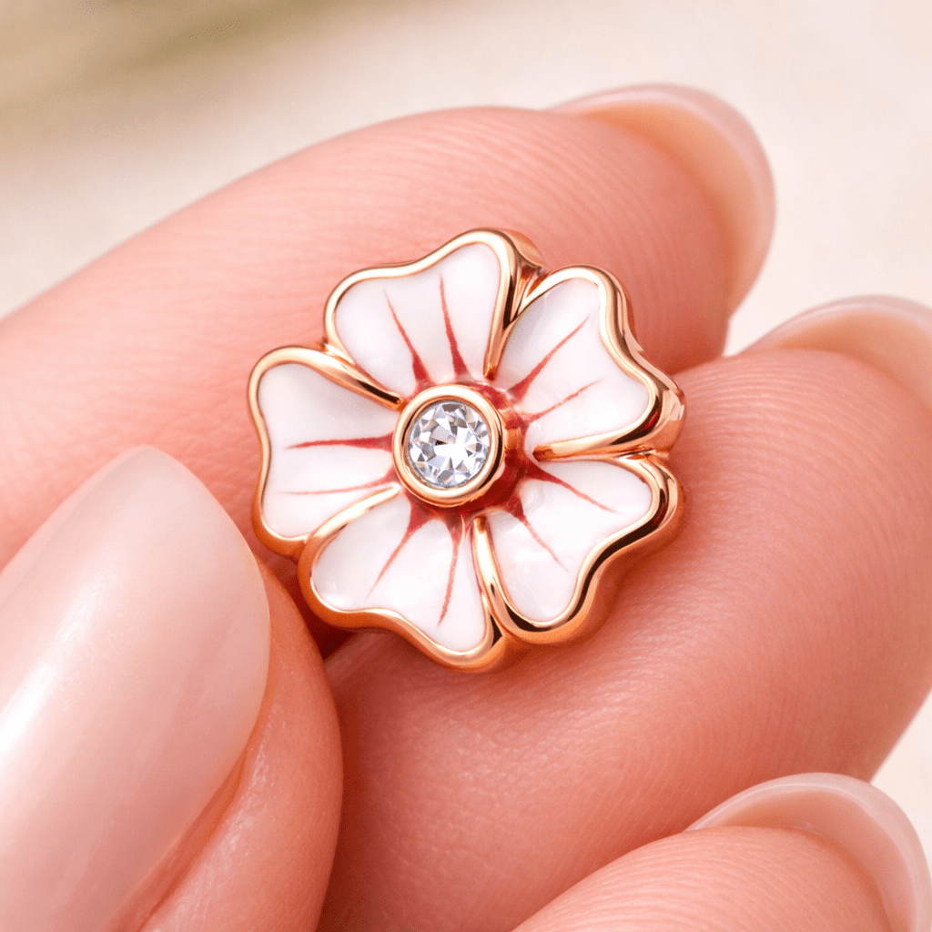 Rose Gold Plated Hawaiian Hibiscus Flower Cartilage Earring - Skin Metals