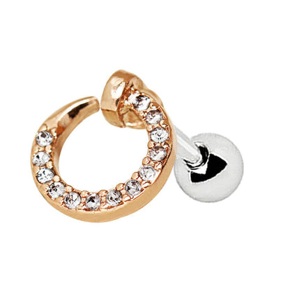 Rose Gold Plated Jeweled Circular Ring Cartilage Earring Cartilage Earring Impulse Piercings