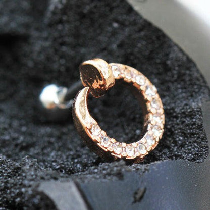 Rose Gold Plated Jeweled Circular Ring Cartilage Earring Cartilage Earring Impulse Piercings