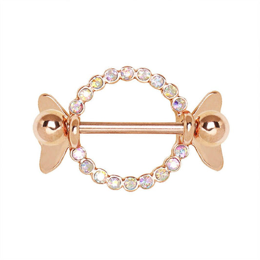 Rose Gold Plated Jeweled Sweet Candy Nipple Shield Nipple Ring Impulse Piercings