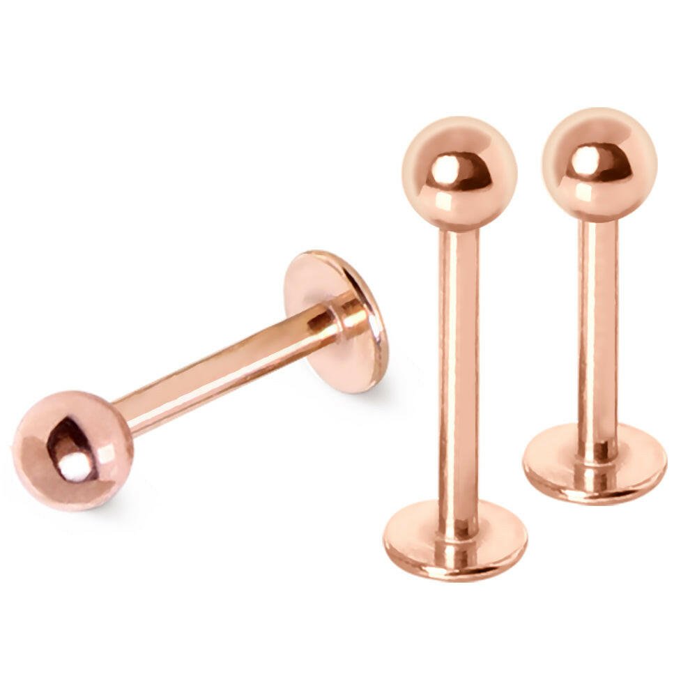 Rose-Gold Plated Labret / Monroe with Ball Labret Impulse Piercings 5/16"