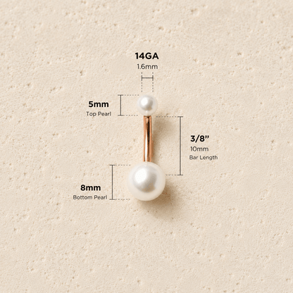 Rose Gold Plated Navel Ring with White Faux Pearls - Skin Metals