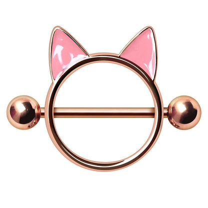 Rose Gold Plated Pink Cat Nipple Shield Nipple Ring Impulse Piercings