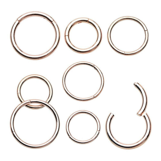 Rose Gold Plated Seamless Clicker Ring Captive Bead Impulse Piercings 18 GA (1mm) 5/16" (8mm)