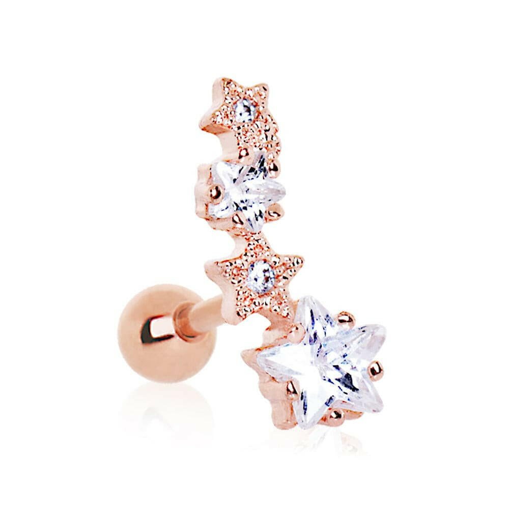 Rose Gold Plated Shooting Star Cartilage Earring Cartilage Earring Impulse Piercings