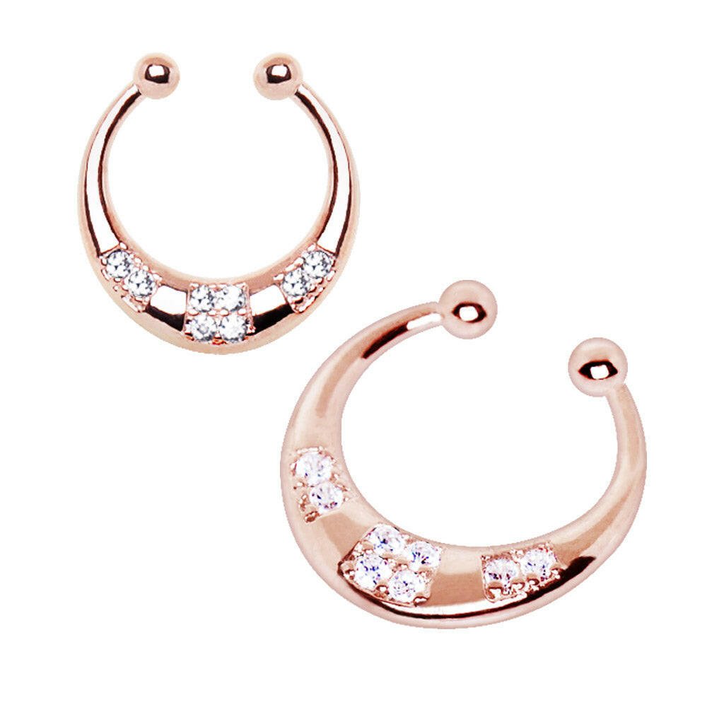 Rose Gold Plated Stainless Steel Made For Royalty Crescent Fake Septum Clicker Fake Septum Ring Impulse Piercings