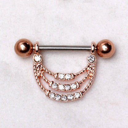 Rose Gold Plated Triple Layer Rope Nipple Shield Nipple Ring Skin Metals