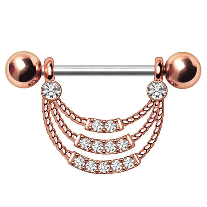 Rose Gold Plated Triple Layer Rope Nipple Shield Nipple Ring Skin Metals