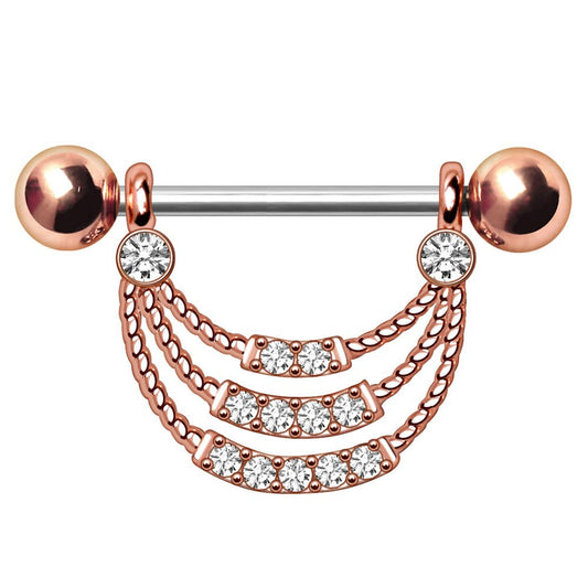Rose Gold Plated Triple Layer Rope Nipple Shield Nipple Ring Skin Metals