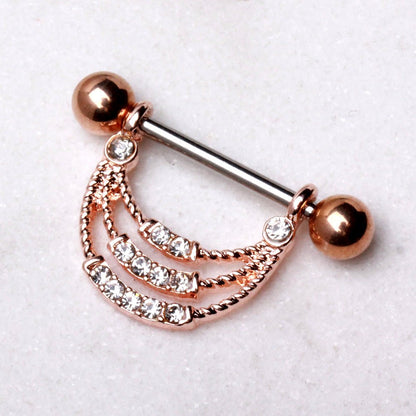 Rose Gold Plated Triple Layer Rope Nipple Shield Nipple Ring Skin Metals