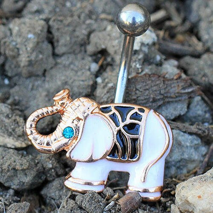 Rose Gold Plated White Elephant Navel Ring Navel Ring Impulse Piercings