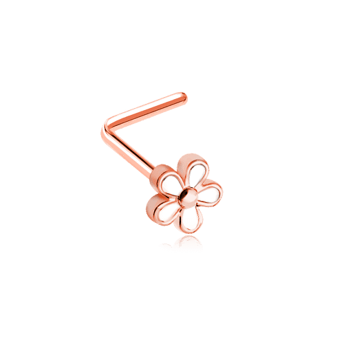 Rose Gold Plumeria Petal Flower L-Shape Nose Ring Nose Ring Impulse Piercings