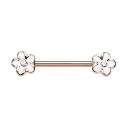 Rose Gold Plumeria Petal Flower Nipple Barbell Ring Nipple Ring Impulse Piercings