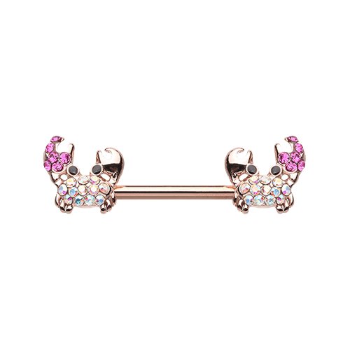 Rose Gold Posh Sea Crab Nipple Barbell Ring Nipple Ring Impulse Piercings