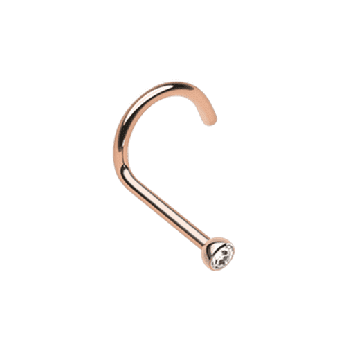 Rose Gold Press Fit Gem Top Steel Nose Screw Ring Nose Ring Impulse Piercings