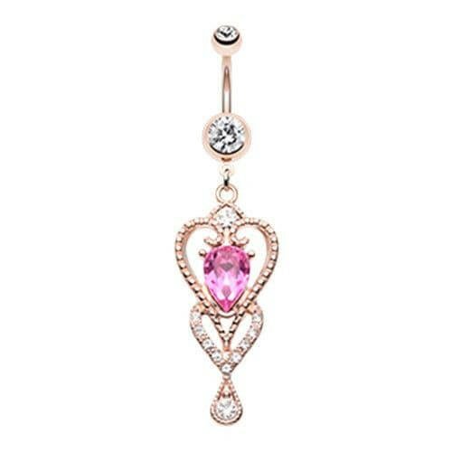 Rose Gold Princess Beloved Heart Belly Button Ring Navel Ring Impulse Piercings