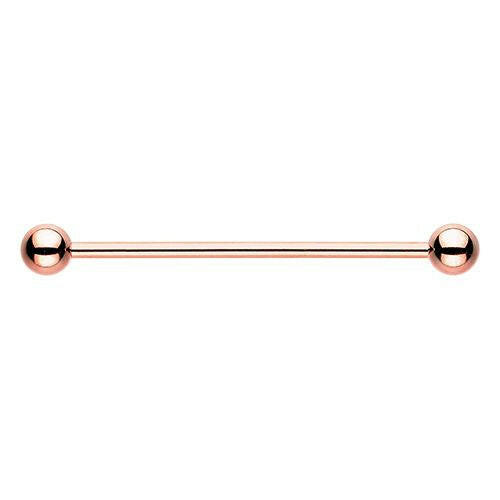 Rose Gold PVD Basic Industrial Barbell Industrial Barbell Impulse Piercings 16 GA (1.2mm) 1-1/4" (32mm)